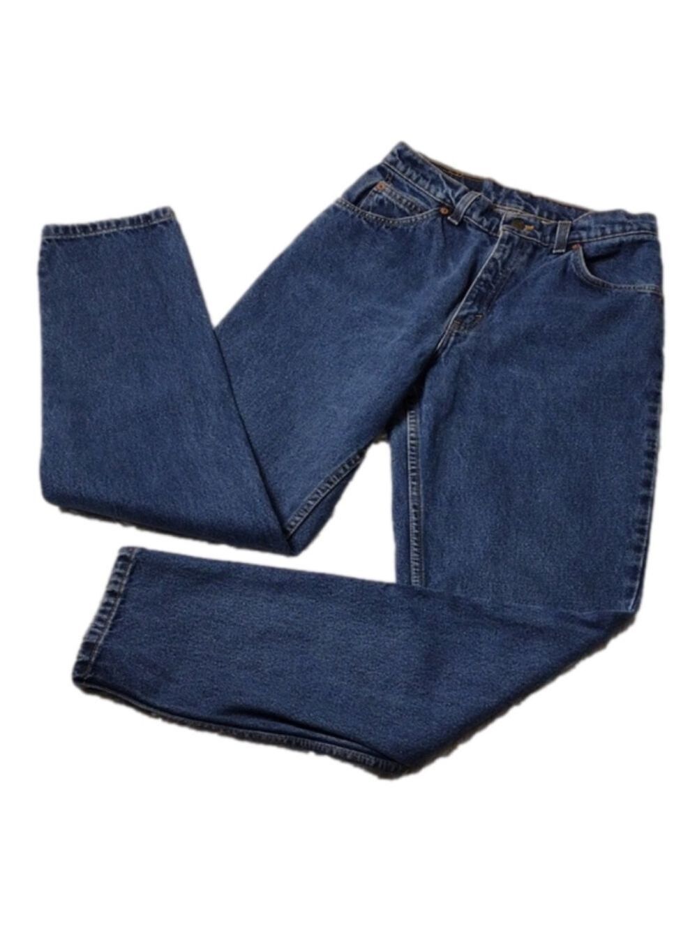 Levi's 950 Vintage Orange Tab Blue Medium Wash High Rise Tapered Leg Denim Jean